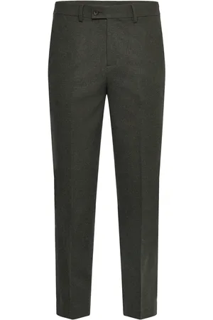 Lindbergh Flannel Wool Blend Formal Pant Green