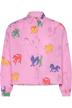 Bobo Choses Wonder Horse Print Gathered Shirt Pink