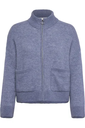 SELECTED Slfsia Ras Ls Knit Zipper Cardigan Noos Blue