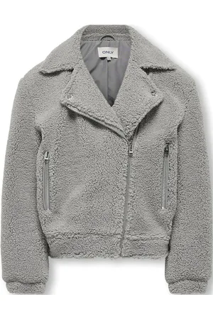 ONLY Kogrio Teddy Biker Jacket Otw Grey