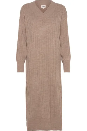 ONLY Olmnew Tessa L/S Midi V Dress Knt Beige