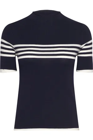 MANGO Striped Fine-Knit Sweater Navy