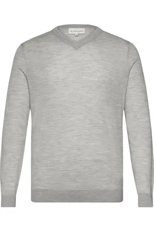 TOM TAILOR Fine Merino V-Neck Knit Grey