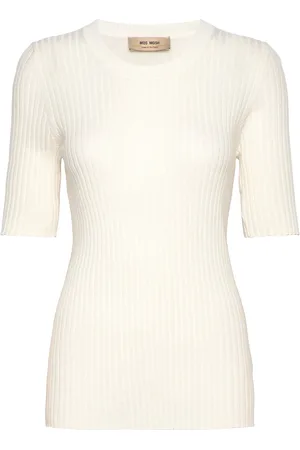 Mos Mosh Mmrelena Rib Ss Crew Neck Knit Cream