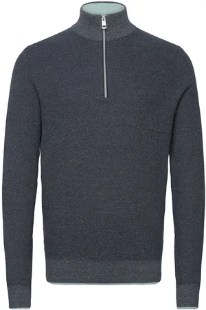 TOM TAILOR Multicolored Knit Troyer Navy