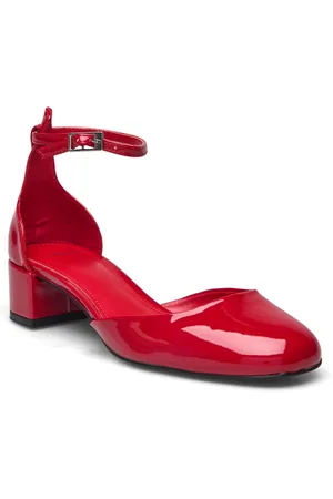 MANGO Patent Leather-Effect Heeled Shoes Red