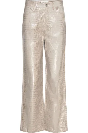 By Malina Daphne Straight Leg Metallic Pants Grey