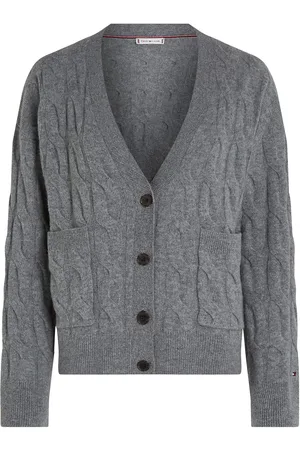 Tommy Hilfiger Soft Wool Cable Cardigan Grey