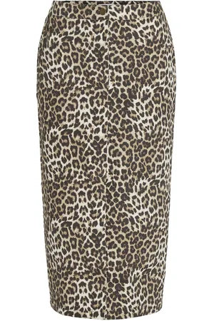 VILA Vileonor Hw Midi Leo Denim Skirt July/Lc Brown