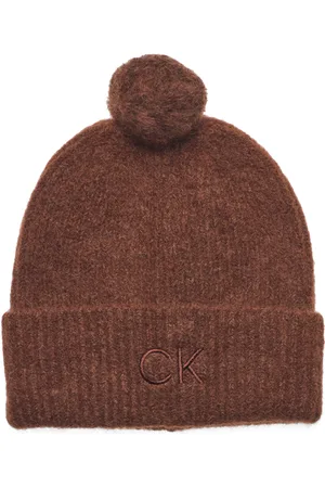 Calvin Klein Ck Embroidery Airy Pompom Beanie Brown