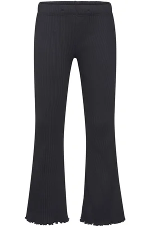 Lindex Leggings Flare Rib Solid Black