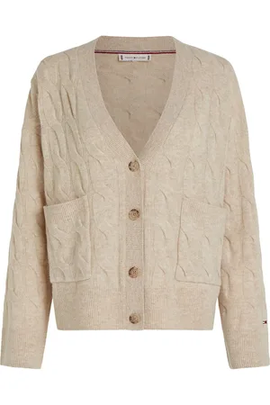 Tommy Hilfiger Soft Wool Cable Cardigan Beige