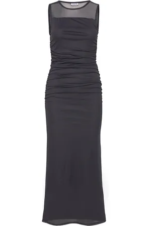 Noisy May Nmcillian S/L Rouching Mesh Dress Fwd Navy