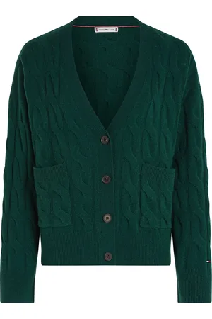 Tommy Hilfiger Soft Wool Cable Cardigan Green