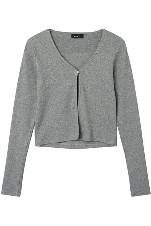 LMTD Nlfkula Ls Rib Cardigan Grey