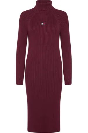 Tommy Hilfiger Tjw Mockneck Badge Sweater Dress Burgundy