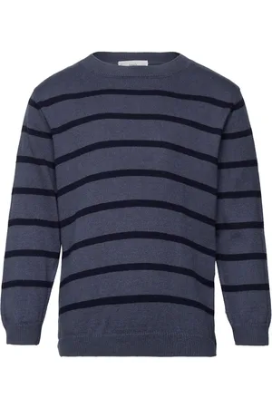 MANGO Knit Striped Sweater Navy