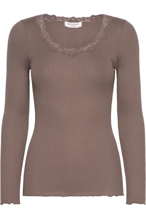 Rosemunde Rwbabette Ls U-Neck Lace T-Shirt Brown