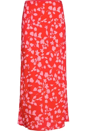 MANGO Printed Long Skirt Red