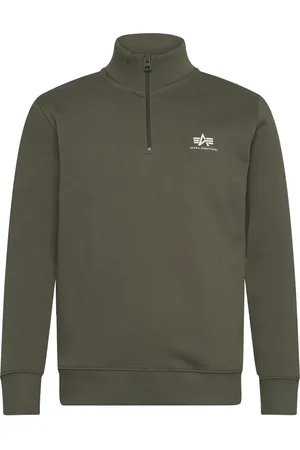Alpha Industries Half Zip Sweater Sl Green