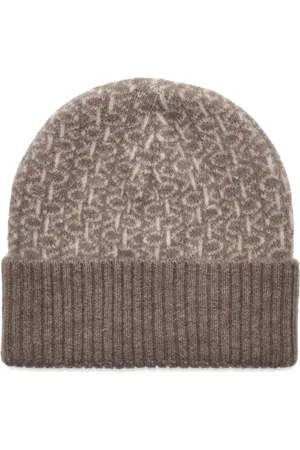 Calvin Klein Monogram Fold Turn Up Beanie Brown