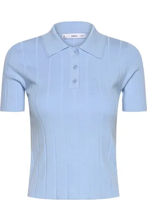 MANGO Polo-Neck T-Shirt Blue
