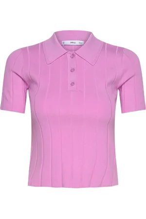 MANGO Polo-Neck T-Shirt Pink
