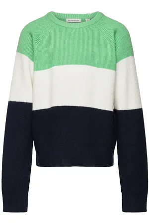 TOM TAILOR Striped Knit Pullover Green
