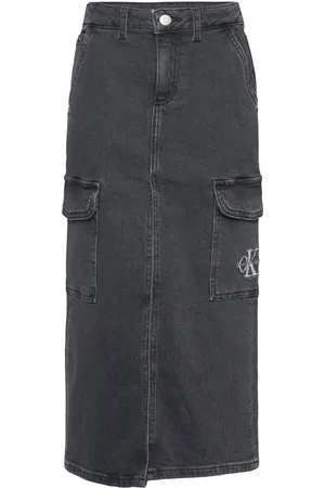 Calvin Klein Maxi Denim Skirt Black