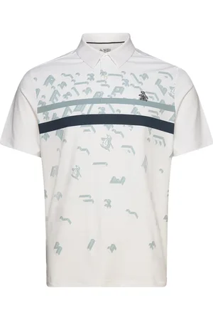 Original Penguin Got Game Engineered Stripe Novelty Print Polo White