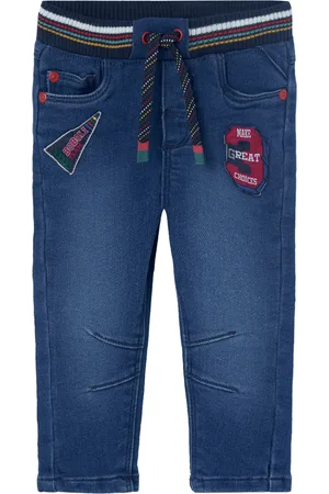 Boboli Denim Trousers Knit For Baby -Bci Blue