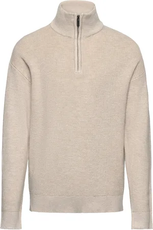 Lindex Sweater Rib Knit Halfzip Beige