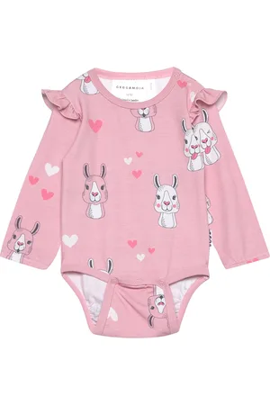 Geggamoja Bamboo Bodu Flounce L.s Pink Lama Pink