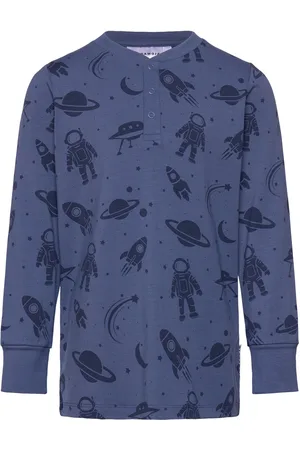 Geggamoja Bamboo Grandpa Sweater L.s Blue Astronaut Blue