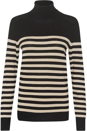 Kaffe Kalizza Striped Roll Neck Black