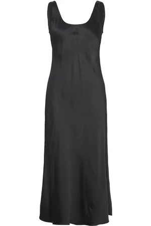 Calvin Klein Viscose Satin Slip Dress Black