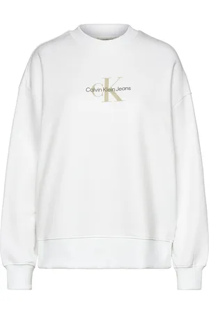 Calvin Klein Textured Monologo Crewneck White