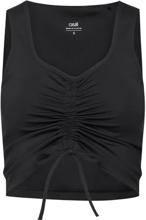 Casall Crease Sleeveless Crop Top Black