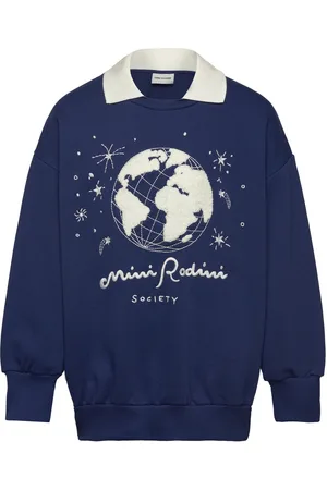 Mini Rodini Society Emb Collar Sweatshirt Blue