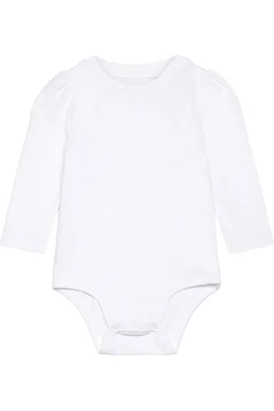 Ralph Lauren Puff-Sleeve Jersey Bodysuit White