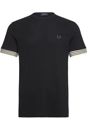 Fred Perry Striped Cuff T-Shirt Black