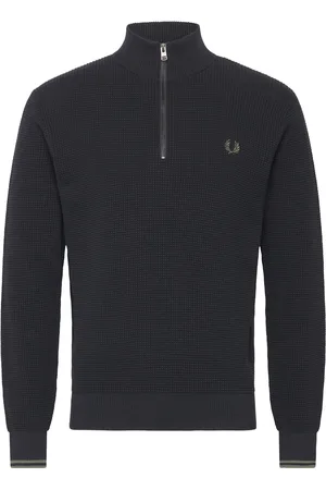 Fred Perry Waffle Stitch Half Zip Jmpr Black