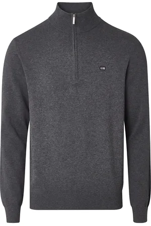 Lexington Clay Cotton Half-Zip Sweater Grey