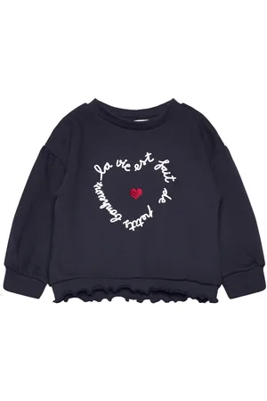 MANGO Embroidered Printed Hoodie Navy