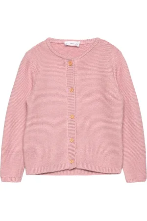 MANGO Button Knit Cardigan Pink