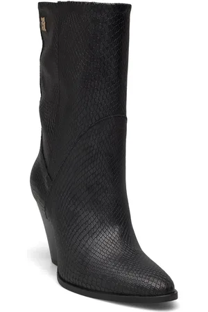 Tommy Hilfiger Mid Cowboy Heel Snake Black
