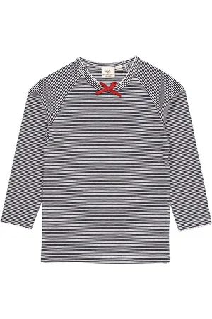Copenhagen Colors Striped Ls Tee W. Bow Navy