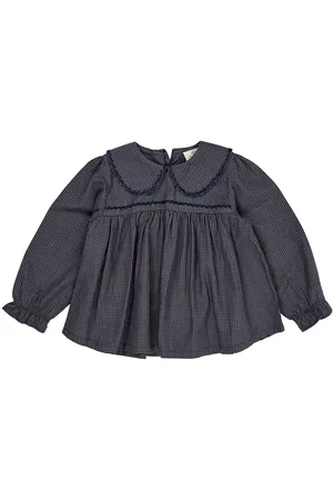 Copenhagen Colors Check Blouse W. Collar Navy