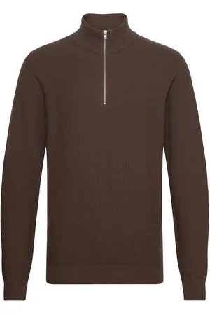 Casual Friday Cfkarl 0160 Structured Halfzip Knit Brown