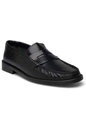 MANGO Leather Loafers Black